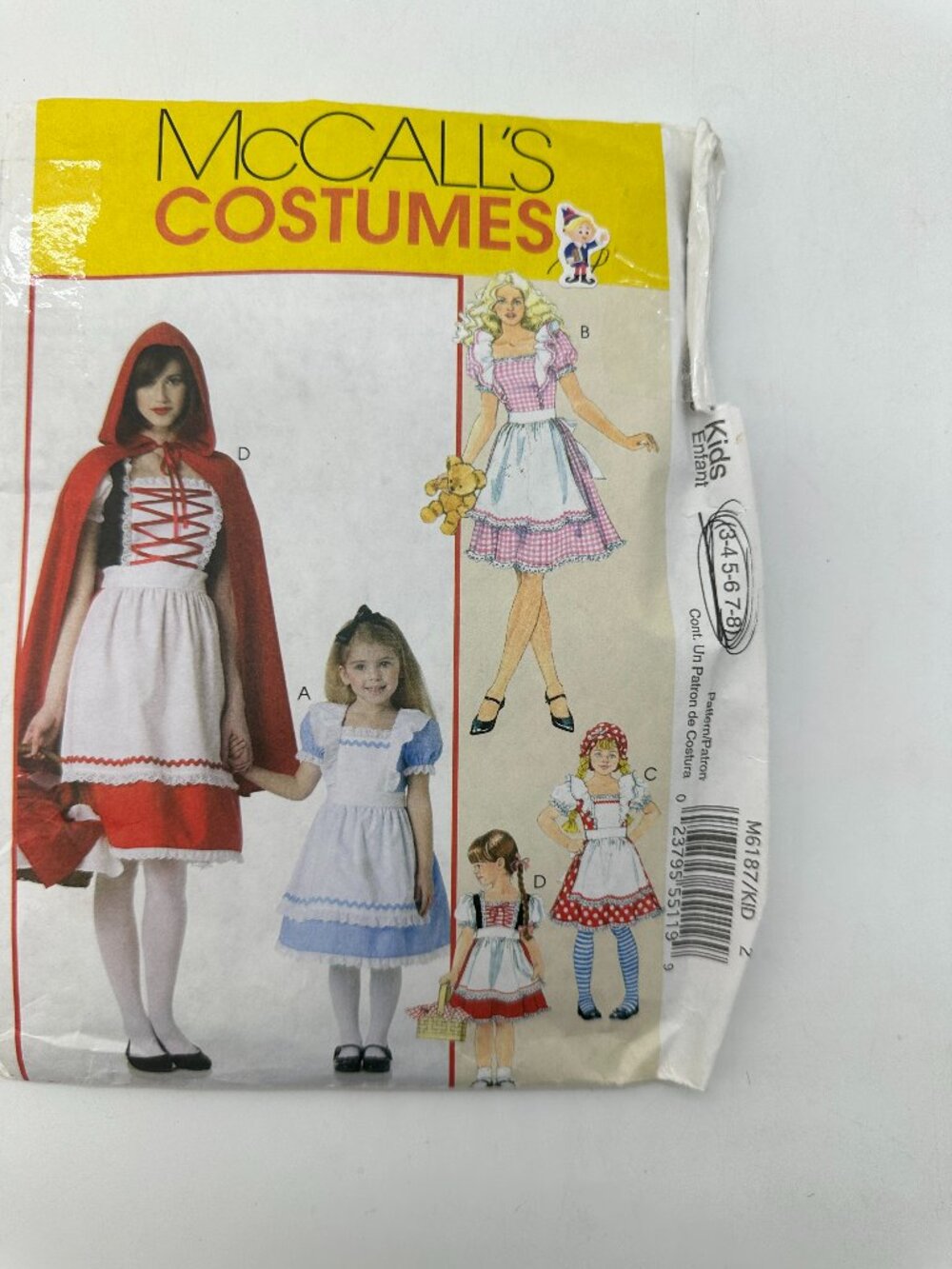 New McCall's Halloween Costume Pattern Kids Girls M6187 StoryBook  3-4-5-6-7-8